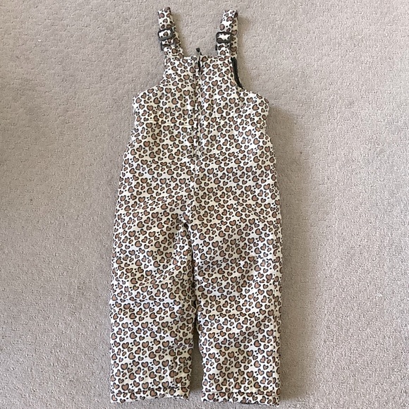 Pink Platinum Other - Pink Platinum leopard print snow bibs, size 5/6.